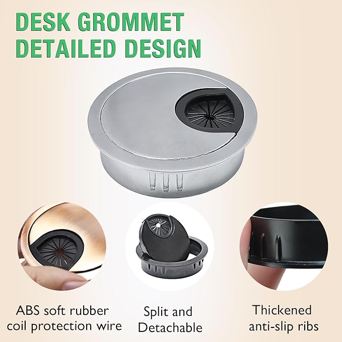 EASYEAH 1 Pcs Desk Grommet 2" / 50 mm, Desk Cord Hole Cover, Cable Grommet Metal Zinc Alloy Materilal, Desk Hole Grommet for Home & Office Pc, Detachable Cable Cord Organizer-Copper Red