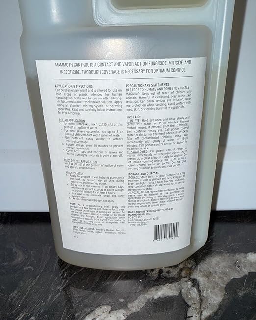 Mammoth Control - Concentrated Miticide, Fungicide and Insecticide - Made with Thyme Oil (500 ml)