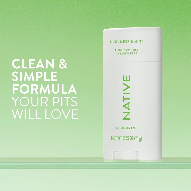 Native Deodorant Contains Naturally Derived Ingredients, 72 Hour Odor Control, Deodorant for Women and Men, Aluminum Free, Cucumber & Mint 2.65oz