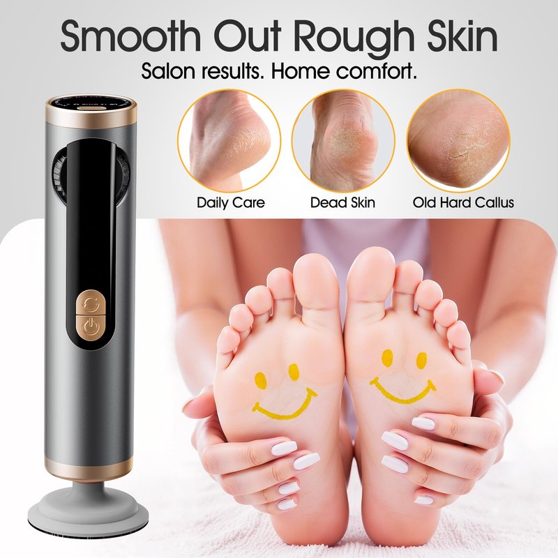 Electric Foot Callus Remover with Adjustable Speed Dial, Rechargeable Pedicure Tools for Feet with Powerful Motor for Dead Skin & Cracked Heel,Electric Foot File with 2 Detachable Discs