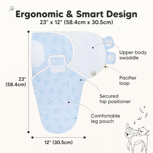 ABC Land Organic Baby Swaddle Sleep Sacks - Soft & Snug for Newborns 0-3 Months | 3-Pack