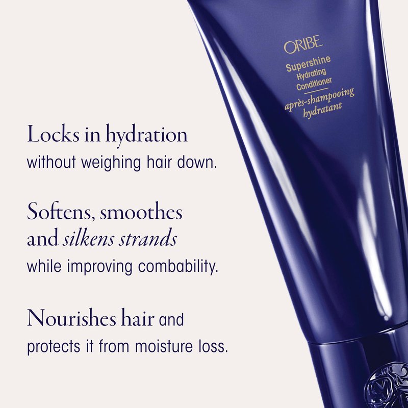 ORIBE Supershine Hydrating Shampoo (8.5oz) & Conditioner (6.7oz) Set - Cleanse, Condition & Hydrate Dry Hair - Adds Glossy Shine, Smooths Frizz & Softens Strands - For All Hair Types