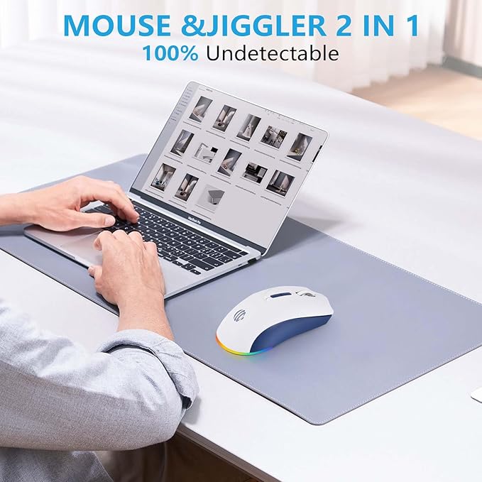 mobiproduct Bluetooth Mouse, Laptop Mouse, Wireless Rechargeable Mouse, 2-in-1 BT 5.2 + 2.4G Silent 1600DPI Mice with USB Receiver, One-Click Return Desktop, Mouse for Laptop, PC, Mac, iPad, White