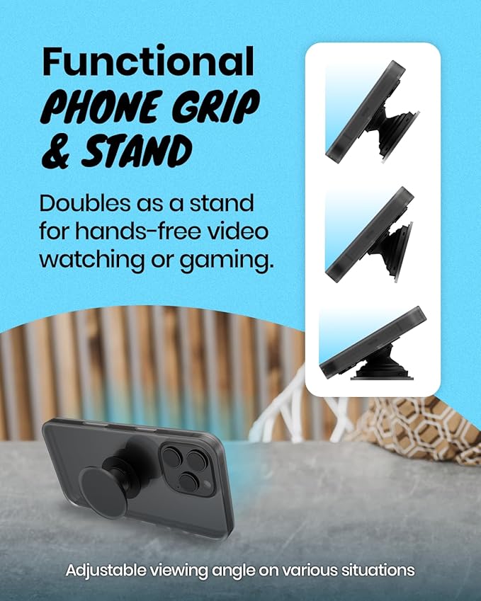 On The Grip Universal Phone Grip & Stand, Genuine Natural Gemstone/Seashell, Strong Adhesive Finger Holder, Collapsible Socket for iPhone, Samsung Galaxy, Kindle and Tablets (Violet)