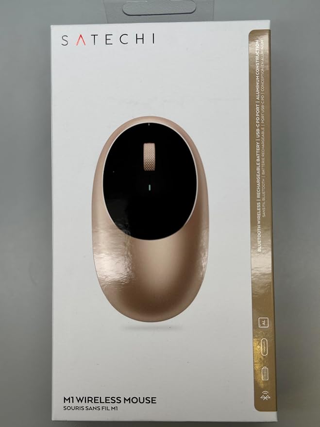 Satechi M1 Wireless Bluetooth Mouse, USB-C Rechargeable, Compact & Portable, for MacBook Air/Pro/Neo, iPad Air/Pro, iPad mini, Mac mini, iMac & Windows - Gold