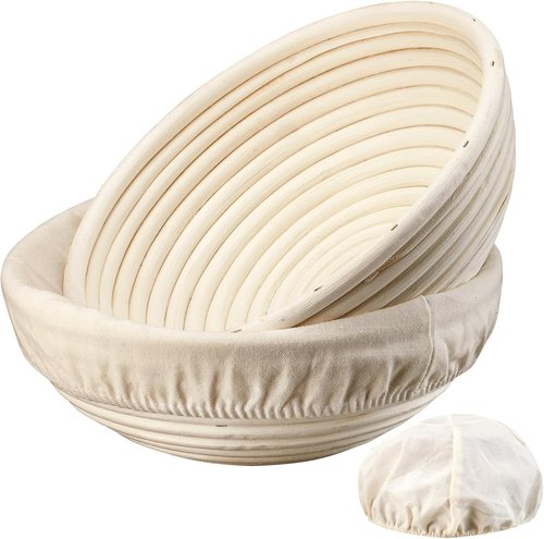 Dimpola Banneton Bread Proofing Basket - Set of 2 Handmade Rattan Sourdough Proofing Bowls | 9-Inch Size