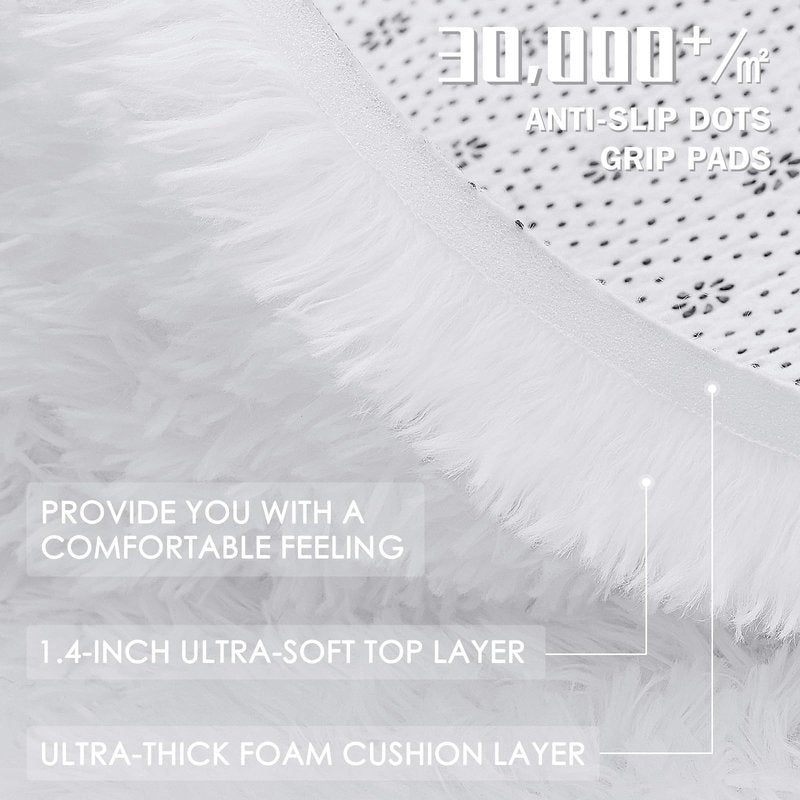 OLANLY 5x6 Area Rugs for Living Room Bedroom, Machine Washable Soft Fluffy Shaggy Bedside Rug, Indoor Floor Carpet for Kids Girls and Boys, Dorms, Nursery Rooms, Home Decor Aesthetic, White