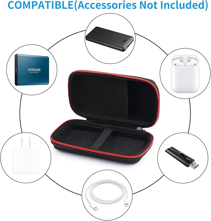 SKYNEW Hard Travel Case for Ekrist/LanLuk Portable Charger Power Bank 25800mAh, Power Bank Case for Anker PowerCore 10000mAh, Samsung T7 Touch and Seagate Portable 2TB