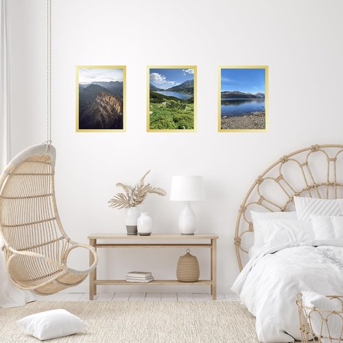 JCJMY 14x16 Picture Frame Gold for Poster Photo Picture, Horizontal and Vertical Formats for Wall Hanging, 14 x 16 Wall Gallery Poster Photo Frame for 14 by 16 Photos Posters, Gold
