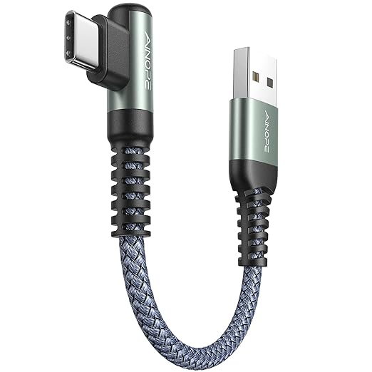 AINOPE USB C Cable 0.5ft, 3.1A Type C Charger Fast Charging Cable Right Angle, Durable Nylon Braided USB C Charging Cable Compatible with Galaxy S10 S9 Plus S21, Note 10 9 LG, Type C Charger Cable