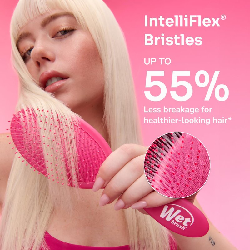 Detangling Brush - Mini Wet & Dry Hair Brush for Tangle-Free Styling | Soft Flexible Bristles for All Hair Types - Black