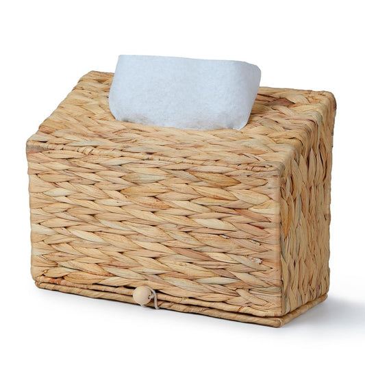 Water Hyacinth Hand Towel Box Cover Compatible with Disposable Paper Hand Towels, Wicker Paper Towel Holders, Hand Towel Holder for Bathroom, Car, Tabletop, by YANGQIHOME