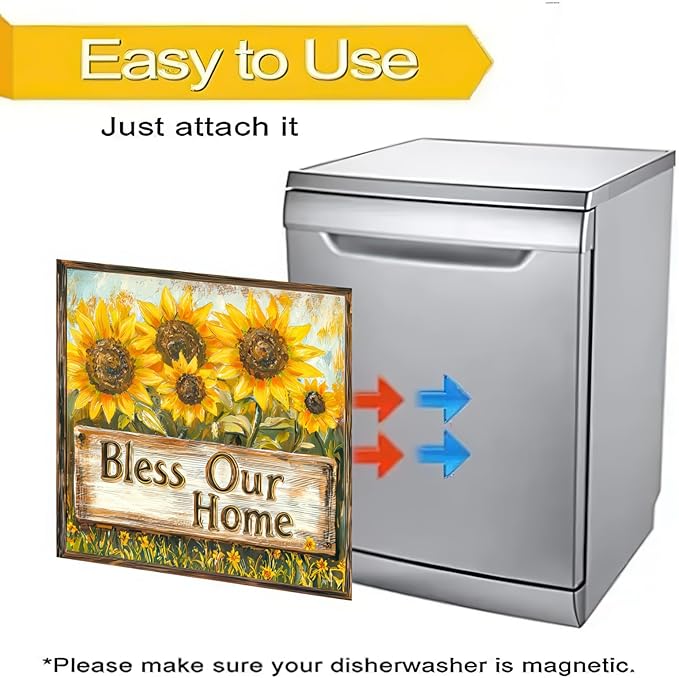 Dishwasher Magnet Cover Sunflower Vintage Wood Grain Dishwasher Magnet Decoration Flower Sunflower Dishwasher Magnet Decorative for Spring Summer Kitchen Refrigerator Cover 23x26 Inch