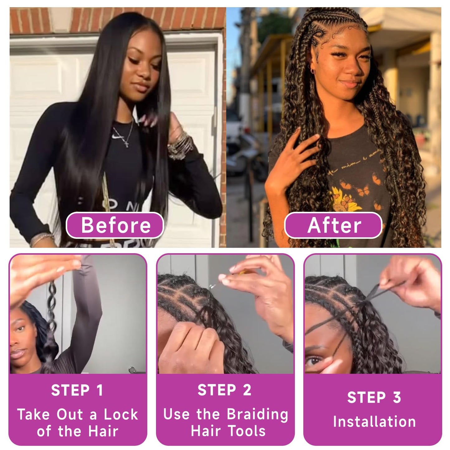 Topnormantic Human Braiding Hair for Boho Braids, 12A Boho Hair for Braiding Knotless Curly Natural Black 16 Inch 100g Unprocessed Brazilian Virgin Human Hair Bulk Tangle-Free Deep Wave Bohemian Braid