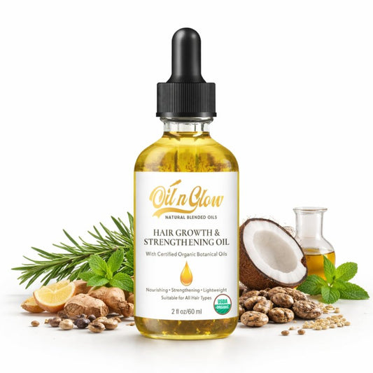 OilnGlow USDA Certified Organic 9 in 1 Natural Hair Serum for Hair Growth, & Strengthening With Rosemary Oil for Hair Growth, & Scalp DHT Blocker Peppermint Hair Oil Growth 2 FL