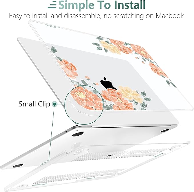TWOLSKOO Compatible with MacBook Air 13 inch Case M5 2026 M4 2025 M3 M2 2024-2022 A3449 A3240 A3113 A2681, Plastic Hard Shell & Keyboard Cover for MacBook Air 13.6 inch Case, Vintage Roses