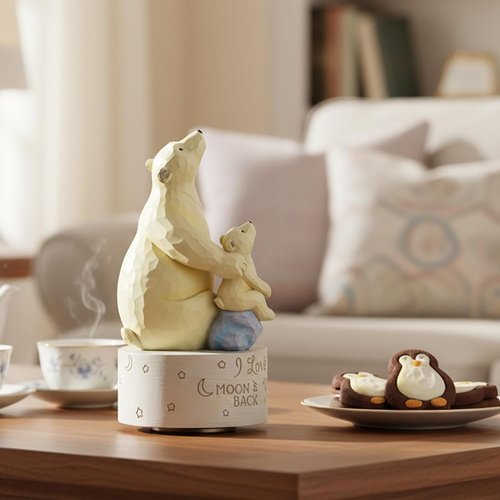 AIDLNS Polar Bear Music Box - Hand-Painted Figurine with "I Love You to the Moon" | Perfect Gift for Family