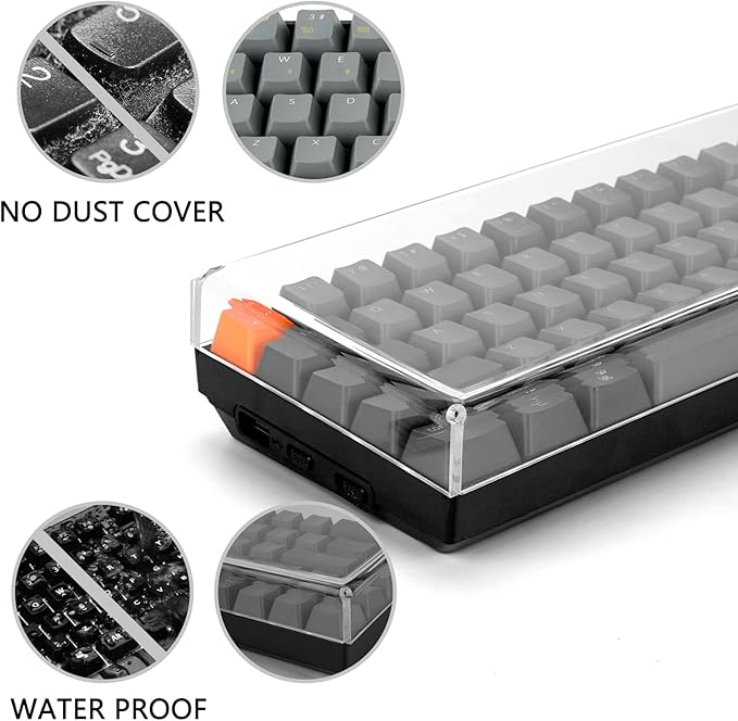 GEEKRIA 65% Keyboard Dust Cover, Clear Acrylic Keyboard Cover for 68 Key Computer Mechanical Keyboard, Compatible with Keychron K7 Keyboard, Keychron K6, K6 Pro, RK Royal KLUDGE RK68