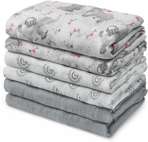 Graceful Baby Burp Cloths - Large 27 x 27 Inches | 6 Pack Muslin Burping Rags for Newborns