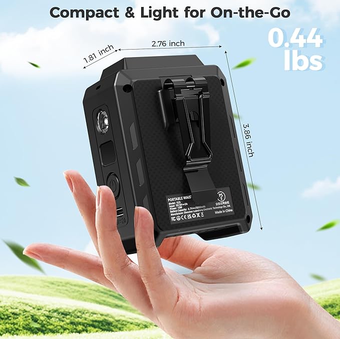 Portable Mini Waist Fan - Rechargeable Clip on Belt Wearable Body Fan, Max 20H Cooling,5 Speeds 16000RPM Turbo Hands-Free Under-Shirt Neck Fan for Outdoor Jobsite Camping Traveling