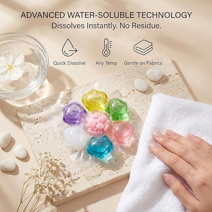 100PCS Magic Laundry Beads, 9x More Concentrated, Weeks of Freshness, Deep Cleaning Laundry Detergent Capsules, Easy Dissolve Washing Pods for All Fabrics and Colors Clothes (30)