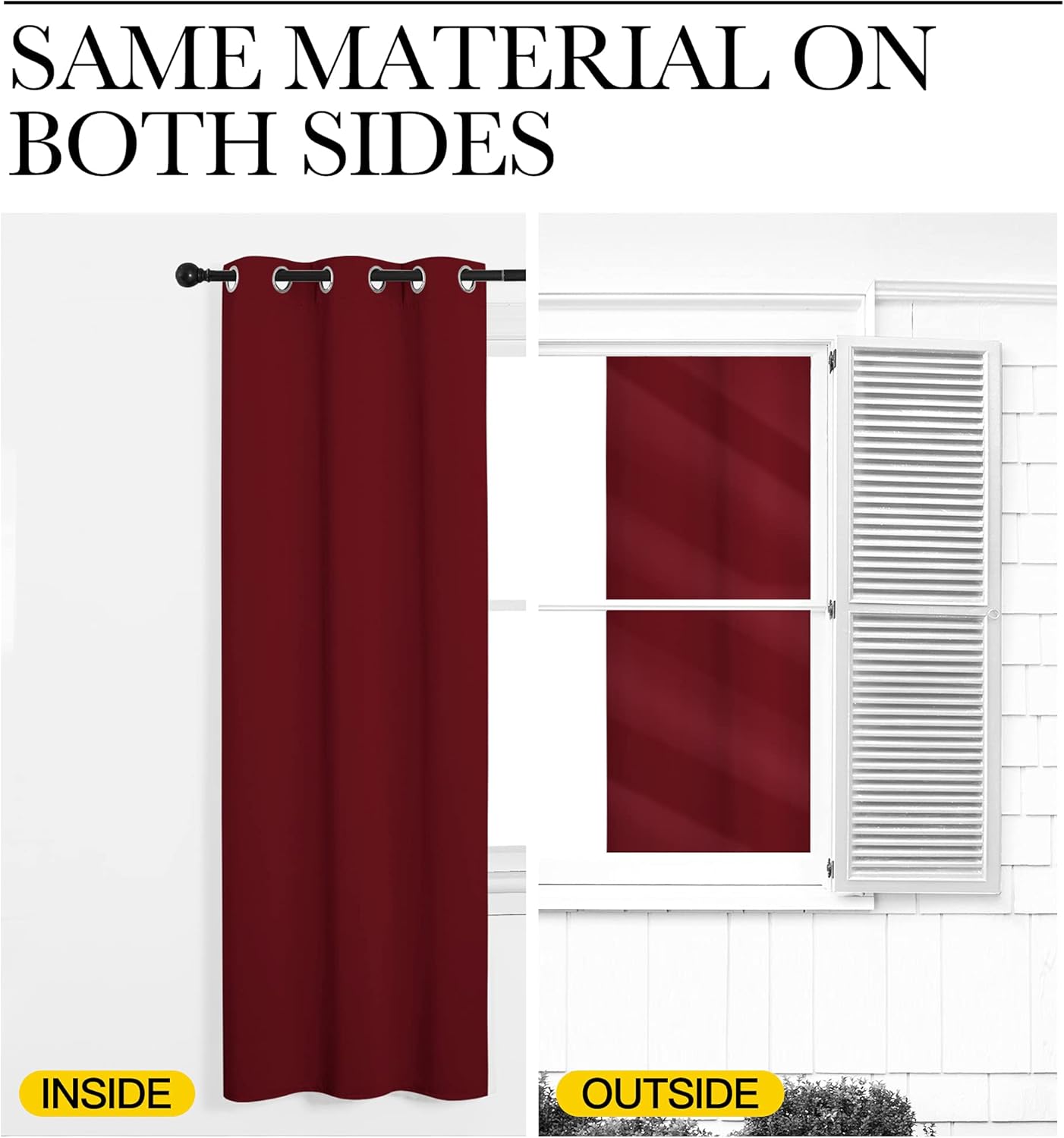 NICETOWN Burgundy Red Blackout Curtains - Thermal Insulated Drapes for Short Windows | 48" Length, 2 Panels
