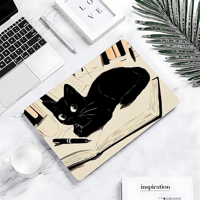 COTAIL Compatible with MacBook Air 13.3 13.6 Inch Case 2022 2021 2020 2019 Plastic Hard Shell Case Cover,13.6 Air (A2681) M2 2022, Black Cat
