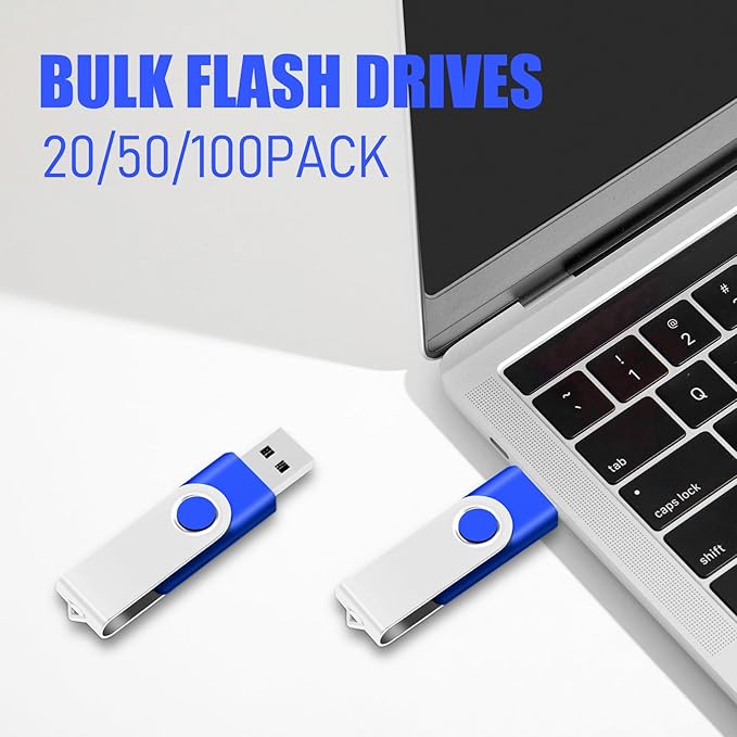 50-Pack of 4GB USB Flash Drive Bulk EASTBULL FAT32 Thumb Drives Pack (Blue)