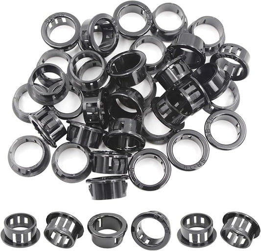 EASYEAH 3/4"(19mm) Black Snap-in Knockout Insulating Bushing Grommets, Plastic Cable Hole Grommets for Wiring, Round Nylon Snap in Locking Electrical Wire Cord Hose & Tubing Bushings Grommets, 35pcs