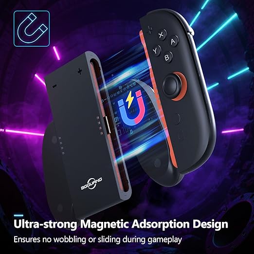 BGGUANG Switch 2 Joycon Grip, Super Magnetic Charger Handle for Switch 2 Joycons, Ergonomic Controller Grip, Switch 2 Accessories Black