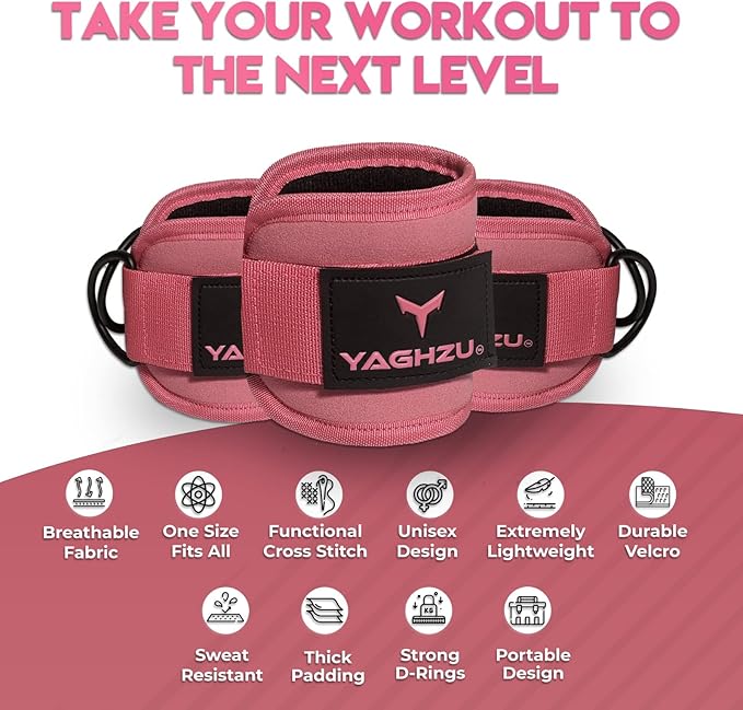 YAGHZU Ankle Straps for Cable Machines Women, Glute Kickback Cable Machine Attachments, Gym Ankle Cuffs, Wrist Cuffs for Workout, Leg Training Accessory, Fitness Gear for Home or Gym