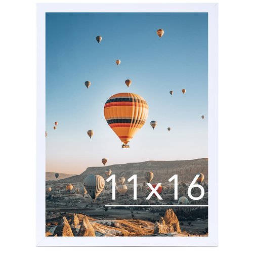 JCJMY 11x16 Picture Frame White for Wall Hanging, Wall Mounting Horizontally or Vertically, 11 x 16 Wall Gallery Poster Photo Frame with Shatter Resistant Plexiglass, White