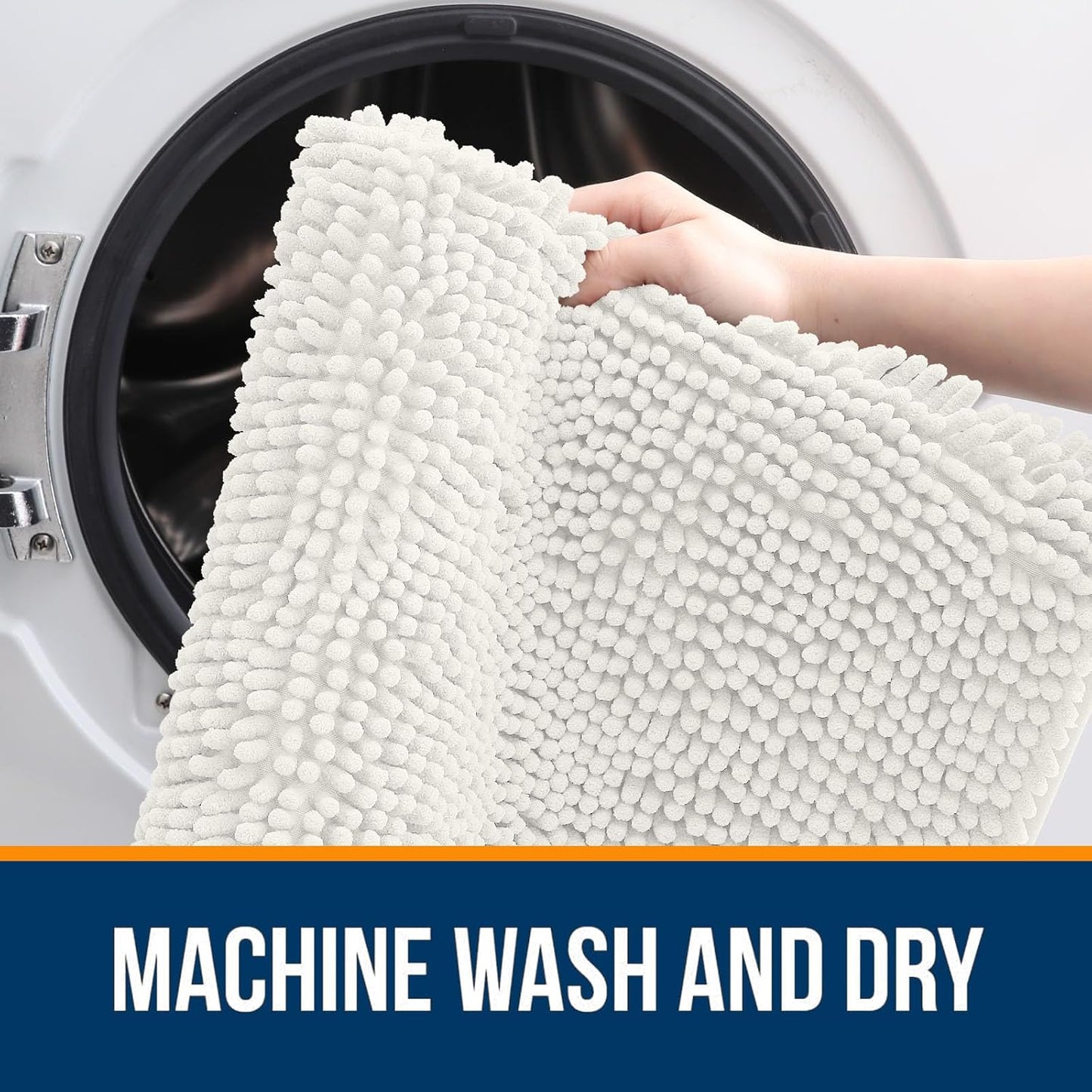 OLANLY Bathroom Rugs - Extra Soft Absorbent Chenille Bath Mat | Quick-Dry, Machine Washable, Ivory 34x21