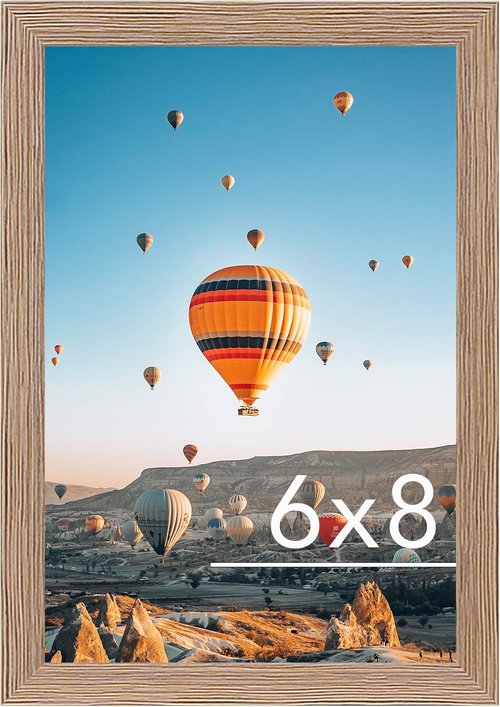 JCJMY Rustic Brown 6x8 Picture Frame - Versatile Wall Hanging or Tabletop Display with Shatter-Resistant Plexiglass