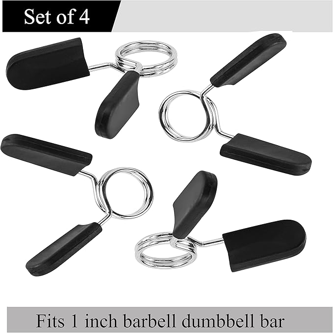 EastyGold Barbell Clamps Dumbbell Spring Clip Circlip Collars 1 Inch Weight Bars Clips Fitness Weightlifting Lock Buckle 1 Inch for Standard Bar Barbell Strength Training Gym Accessory