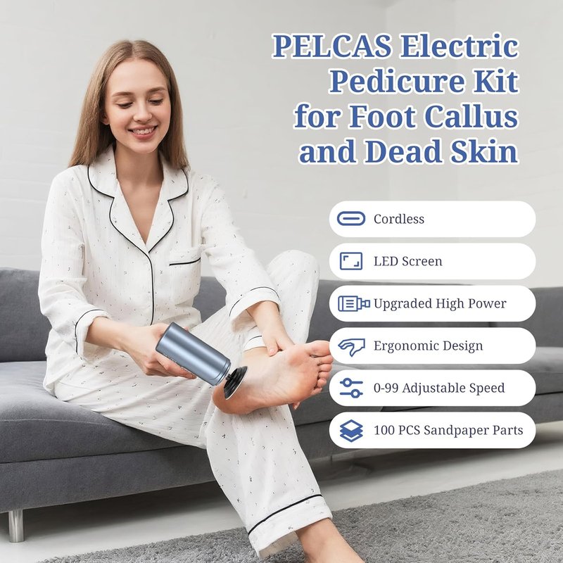 Electric Foot Callus Remover - Upgraded 2-in-1 Manicure & Pedicure Kit with LED Screen | Cordless Grey Filer for Thick Nails