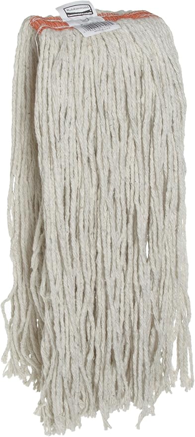 Rubbermaid Commercial Cut End Cotton Mop 20 Oz White Premium Heavy Duty Mop Head Wring and Rinse