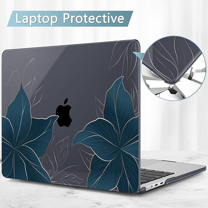 May Chen Case for MacBook Air 13/13.6 inch M5 A3449 M4 A3240 M3 A3113 M2 A2681, 2026 2025 2024-2022, Plastic Hard Shell with Keyboard Cover & Screec Protector, Golden Flowers