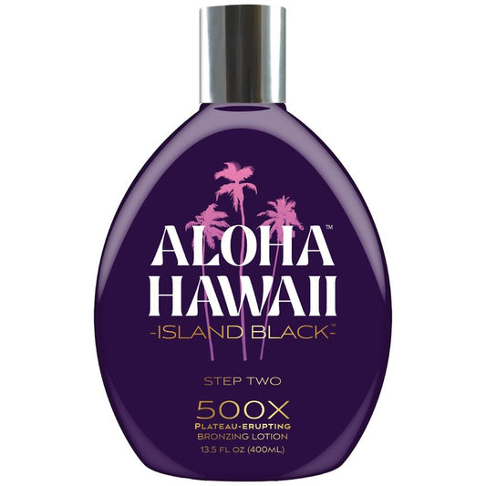 Aloha Hawaii Island Black Tanning Lotion, 500X Plateau-Erupting Bronzer with Copper Peptides, Hyaluronic Acid & Ceramides, 13.5 Fl Oz