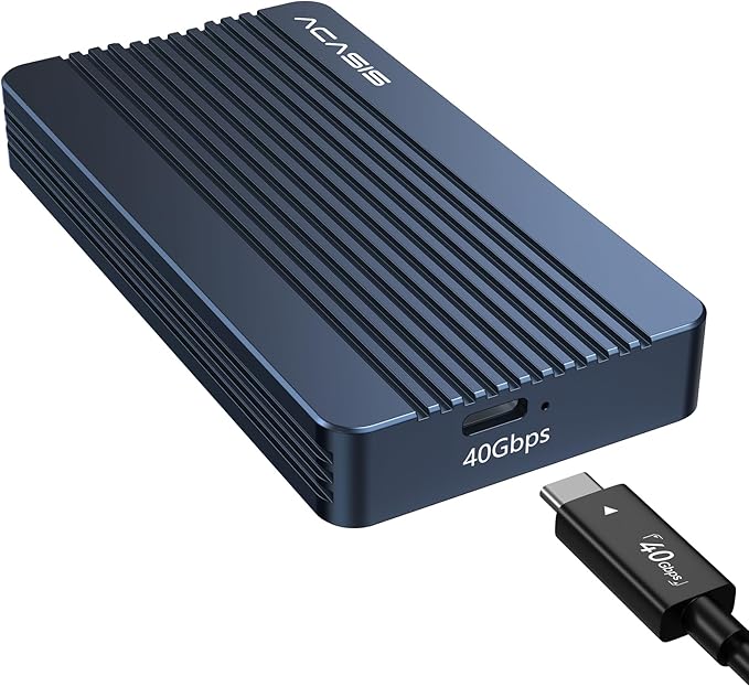 ACASIS 40Gbps M.2 NVMe SSD Enclosure for Thunderbolt 4/3/USB4, with Tool-Free Installation, Aluminum Heat Sink & Noiseless Design, Supports 2280-2230 SSDs for M1/M2 Pro/Max.