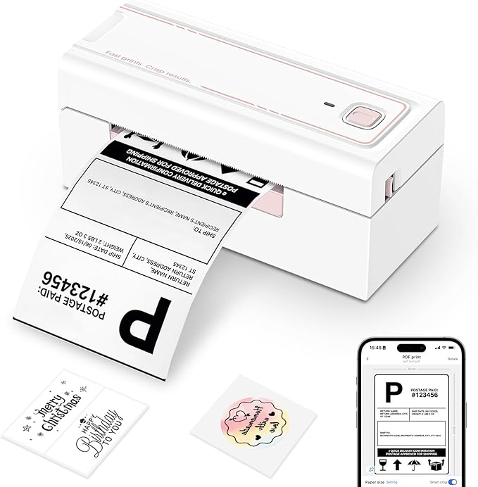 Hoorola Bluetooth Thermal Label Printer, Wireless 4x6 Shipping Label Printer for Small Business & Shipping Packages, Support iPhone, Android, Windows, macOS, Work for Amazon, Shopify, Etsy, USPS
