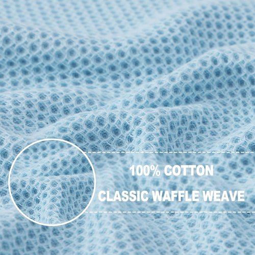 Homaxy 100% Cotton Waffle Weave Dish Cloths - Ultra Soft & Absorbent Kitchen Towels | 12x12 Inches, 8-Pack, Sky Blue