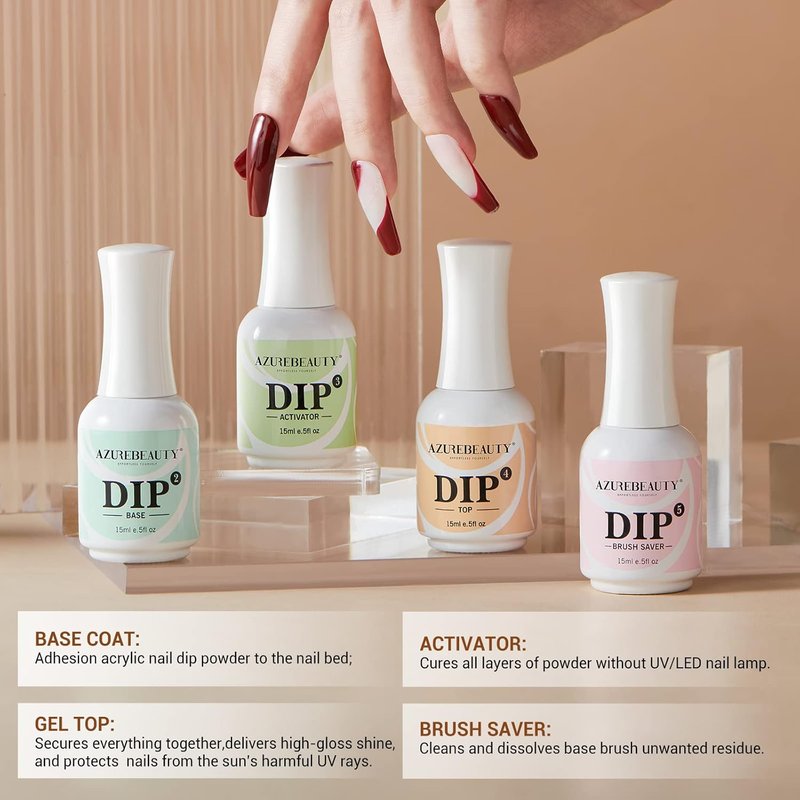 Clear Dip Powder for Nails - Essential Transparent Dipping Build Powder + Dip Powder Liquid Set 15ml/0.5oz