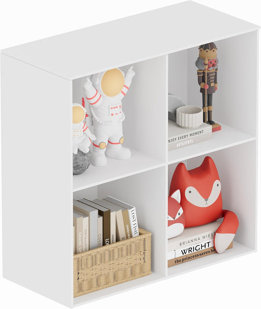 Wooden Cube Storage Organizer by [Brand Name] - 11 Open Cubes, Stackable Modular Bookcase | 2-Tier Bookshelf in White
