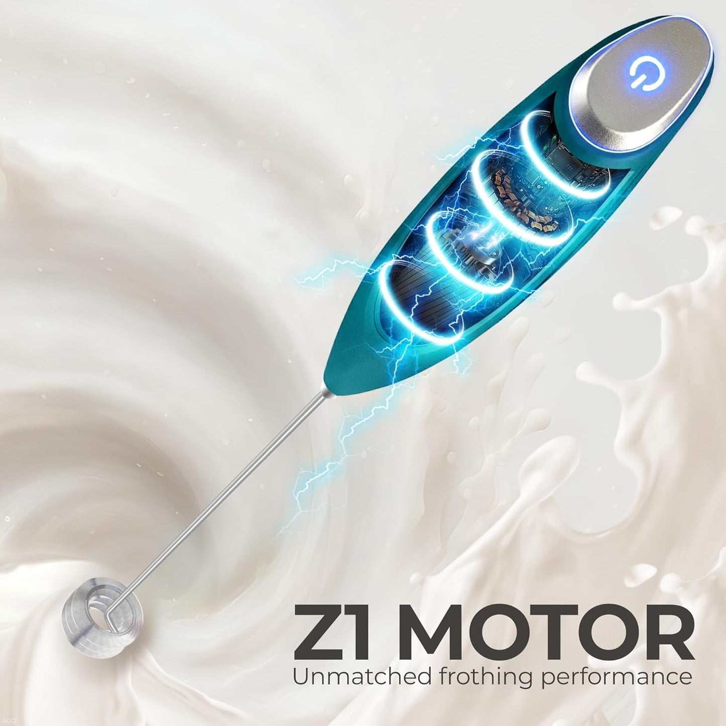 Zulay Kitchen Tornado Triple Whisk Milk Frother - Handheld Foam Maker for Coffee & Lattes | Vivid Emerald, Includes 4 Duracell Batteries