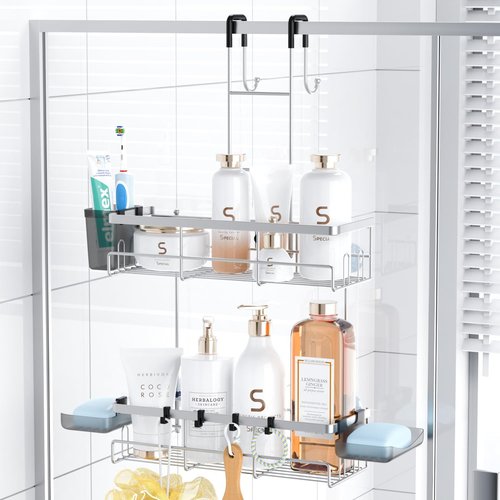 Aitatty Over The Door Shower Caddy - Rustproof Hanging Organizer for Easy Bathroom Storage | Chrome Finish