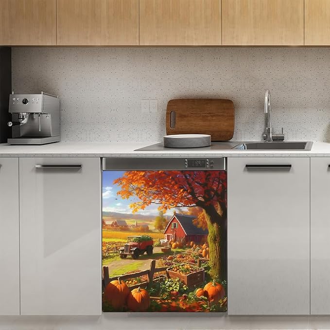 Autumn Golden Farm Dishwasher Magnet Cover for The Front Magnetic Dishwasher Door Covers Dish Washer Sticker Wrap Home Decorative Appliances Panel Decal Kitchen Decor 23" x 26" (Magnetic)