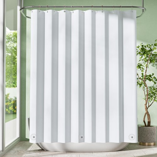 Amazer White Shower Curtain Liner with Magnets, 72x72 Plastic Shower Liner PEVA Waterproof Medium Weight Inside Shower Curtains Liner for Bathroom with Rustproof Grommet