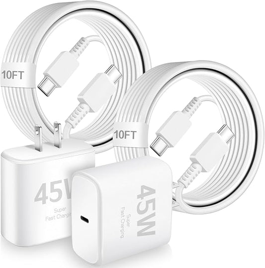 Super Fast Samsung Charger,45W Samsung Charger Fast Charging,2Pack Super Quick USB C Android Phone Charger 10FT Long Type C Charging Cord for SamsungGalaxy S26 Ultra/S26+/S25+/S24/S23 FE/S22+/S21/S20