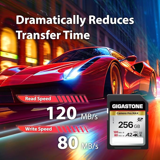 【5-Years Data Recovery】 GIGASTONE 256GB SD Card 2-Pack, 4K Camera Pro MAX, UHS-I A2 4K SDXC Memory Card High Speed 4K UHD Video Compatible with Kodak Digital Camera, with 2 Mini Cases